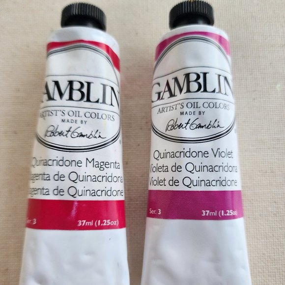 2 Gamblin Oil Paint's-QUINACRIDONE MAGENTA & QUINACRIDONE VIOLET 37ml- Ser 3 - Picture 1 of 1